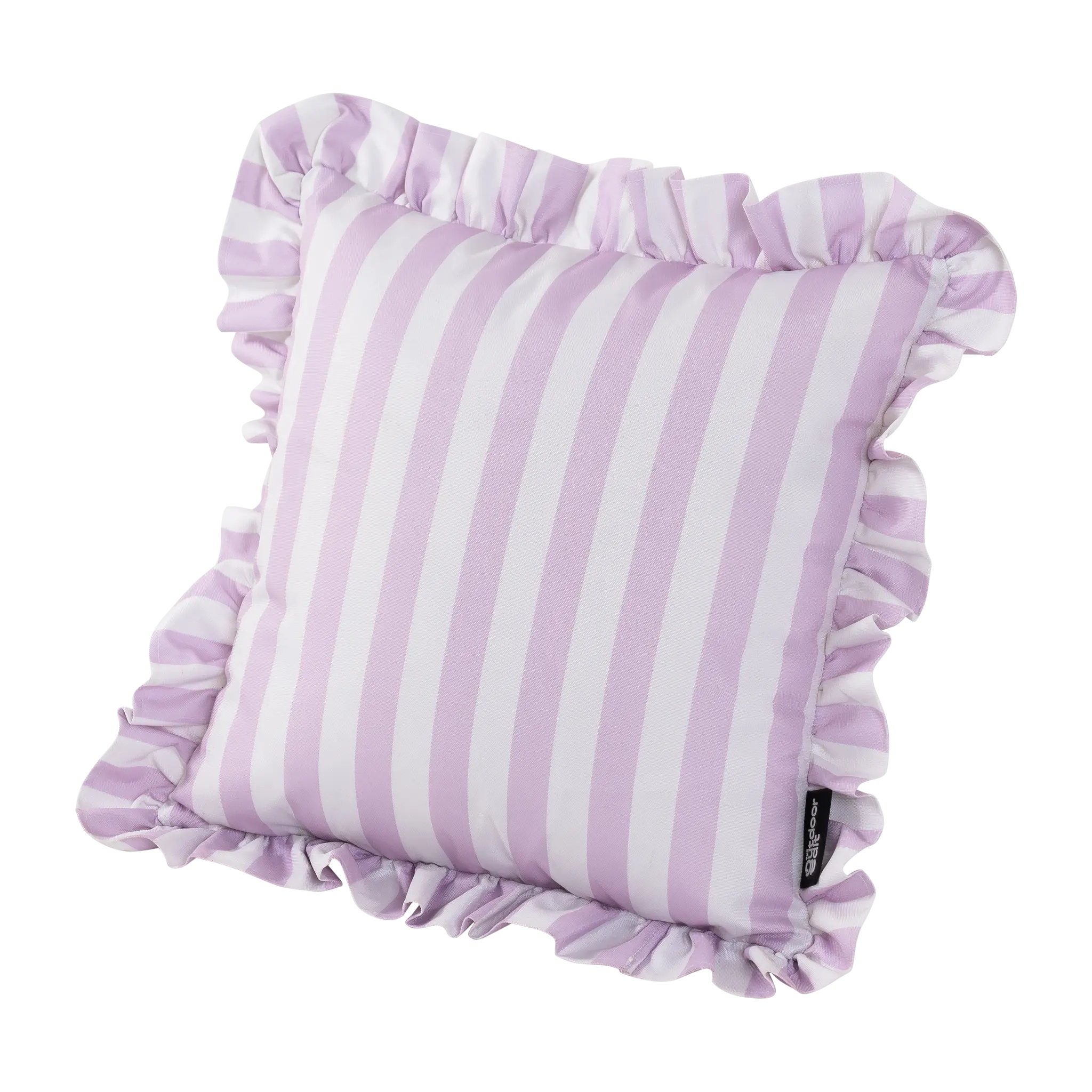 The Lavender Stripe Frilled Outdoor Cushion