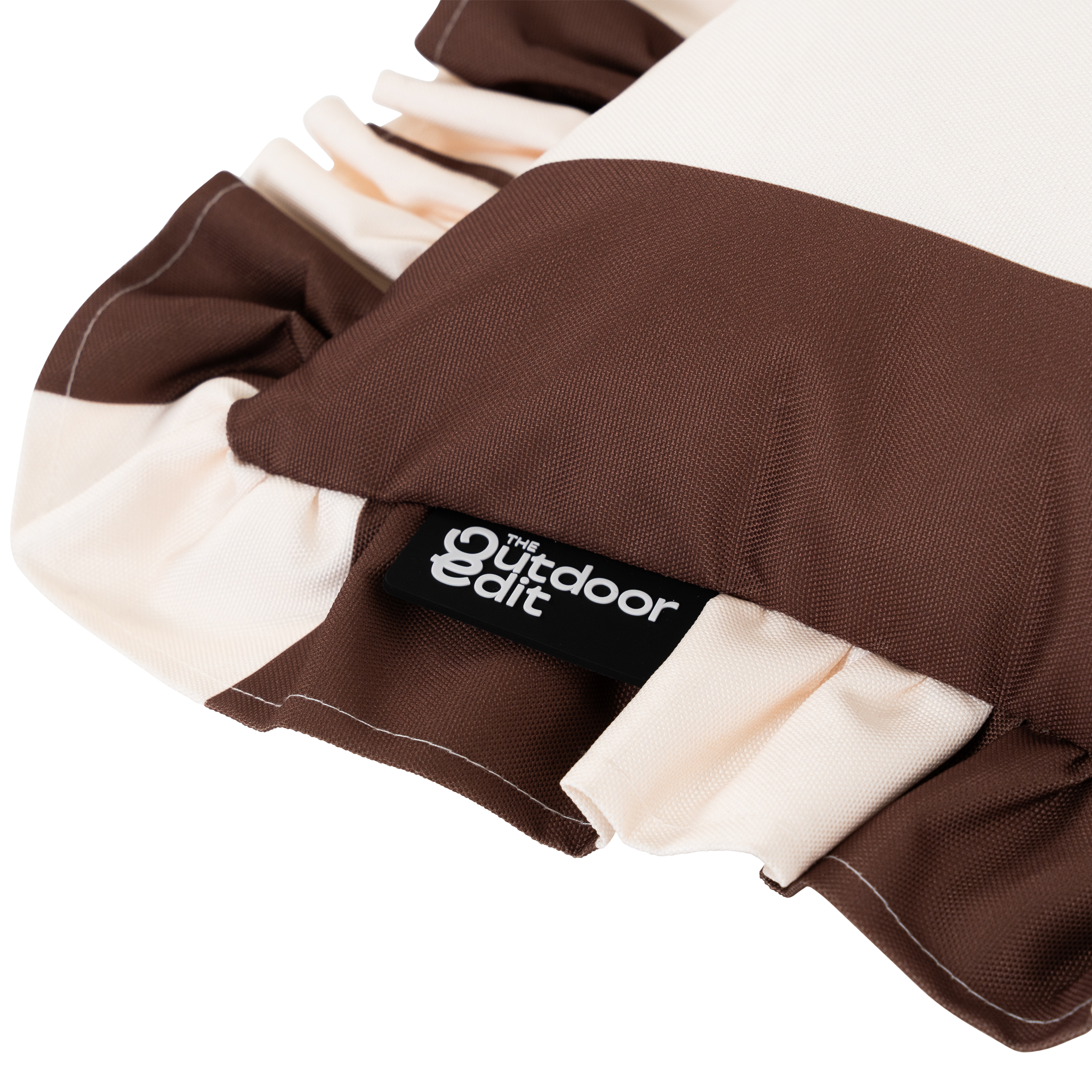 The Brown Block Stripe Frilled Outdoor Cushion