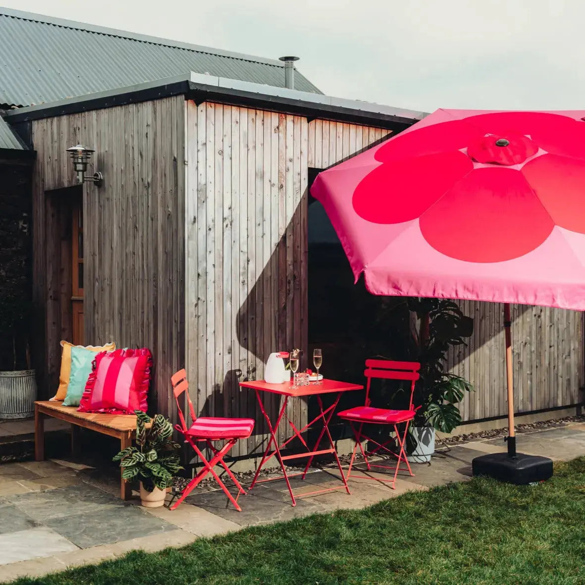 The Candy Block Stripe Frilled Outdoor Cushion