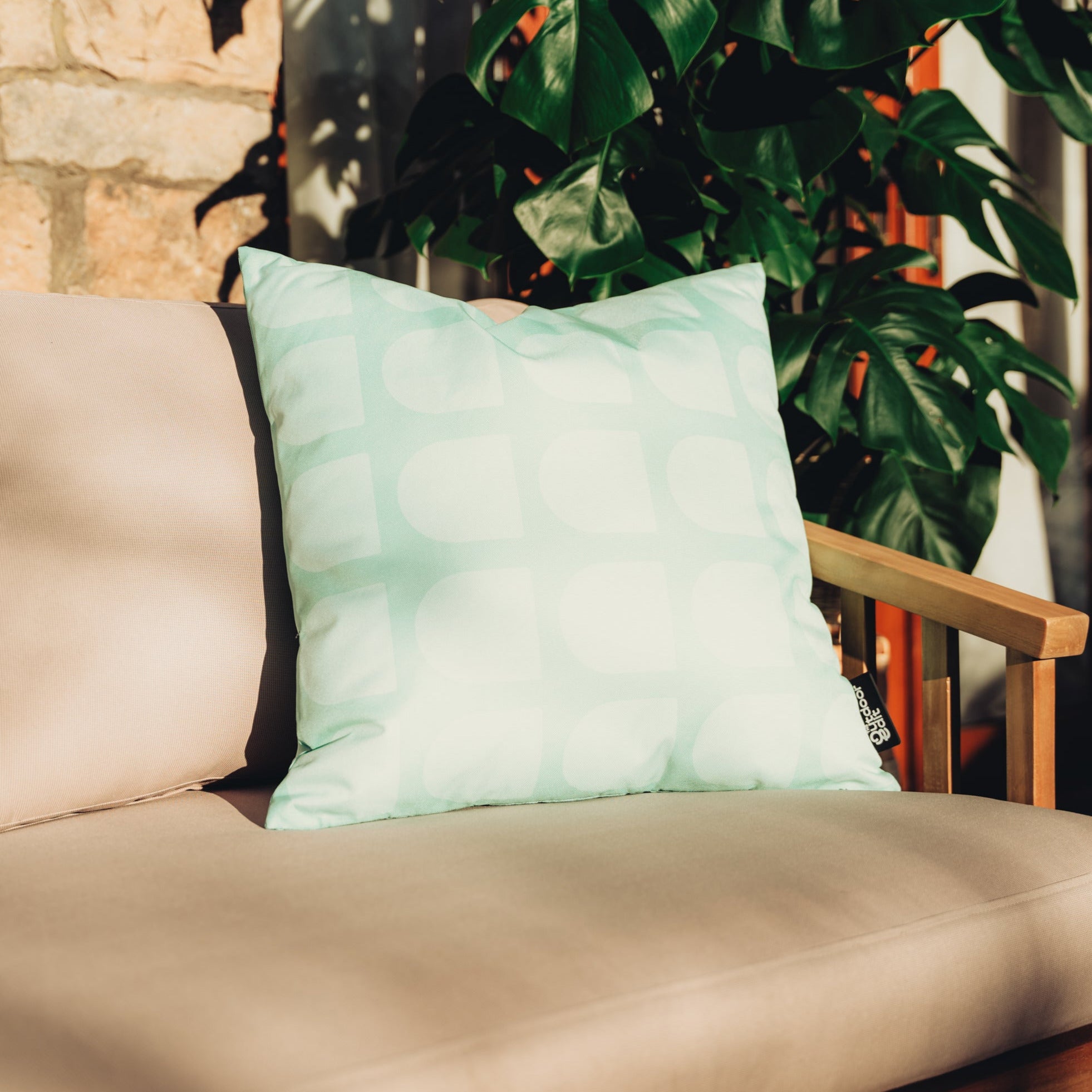 The Minty Geometric Outdoor Cushion