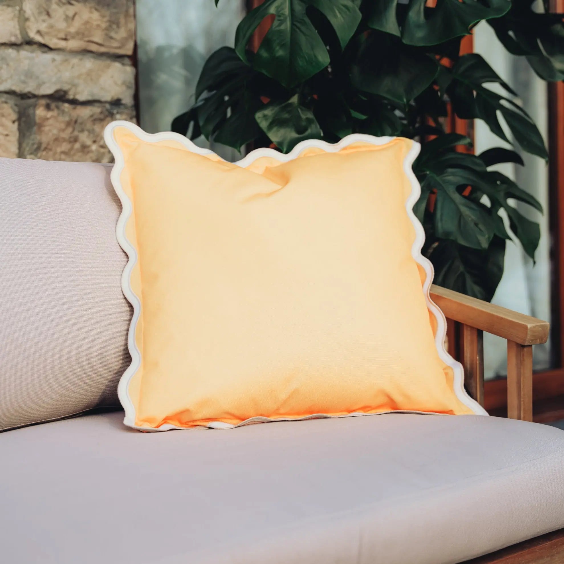 The Lemon Meringue Scalloped Outdoor Cushion