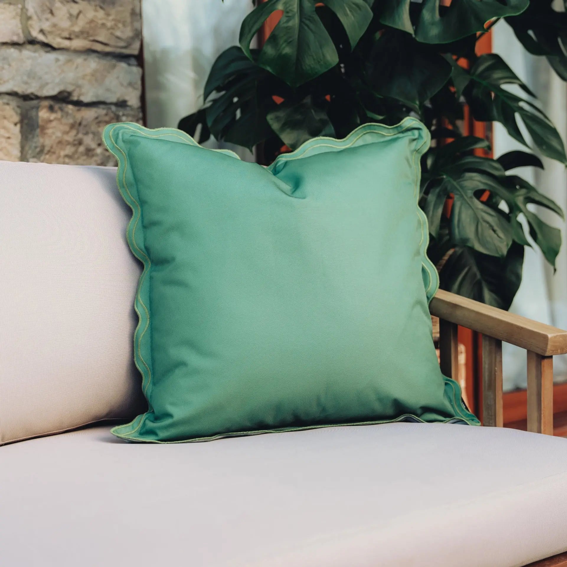 The Olive Scalloped Outdoor Cushion
