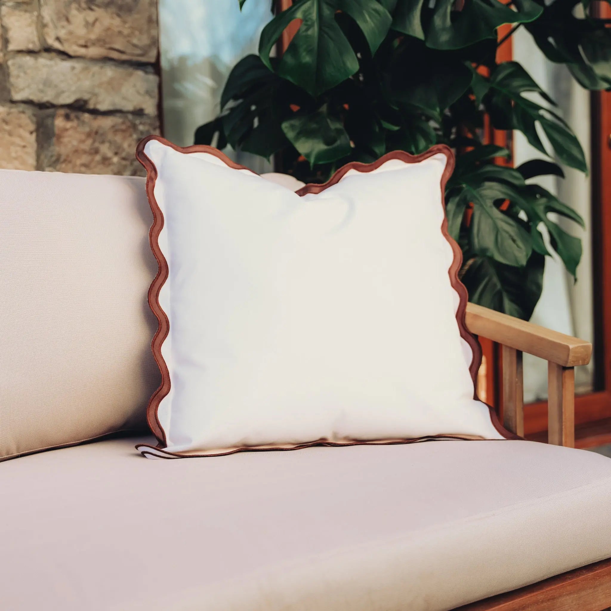 The Toasted Marshmallow Scalloped Outdoor Cushion
